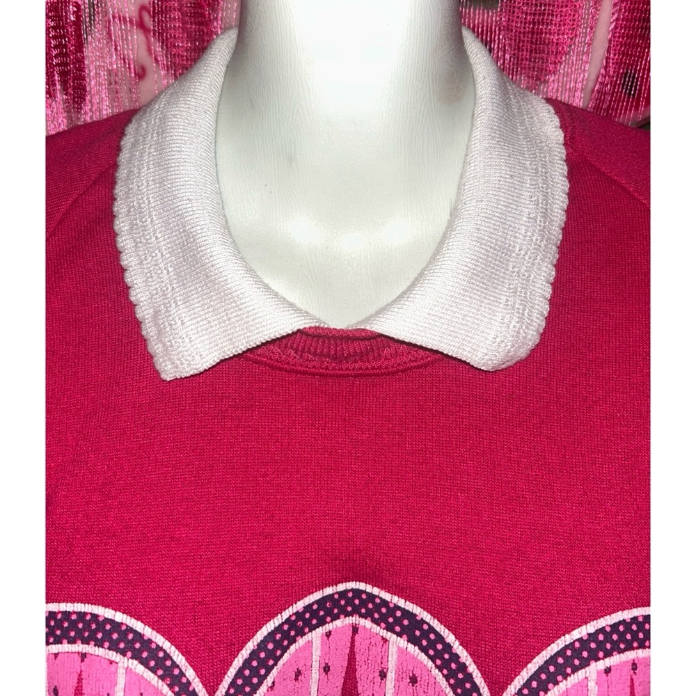 Hot Pink Cat Graphic Sweatshirt with White Collar - Picture 2 of 7